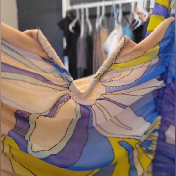 Mesh Crop Top Bustier with straps-Mixed blue-Marciano - Picture 3 of 6